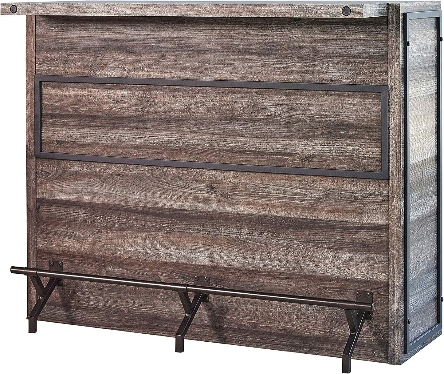 Bar Cabinet: Rectangular 5-Shelf Aged Oak Bar Unit