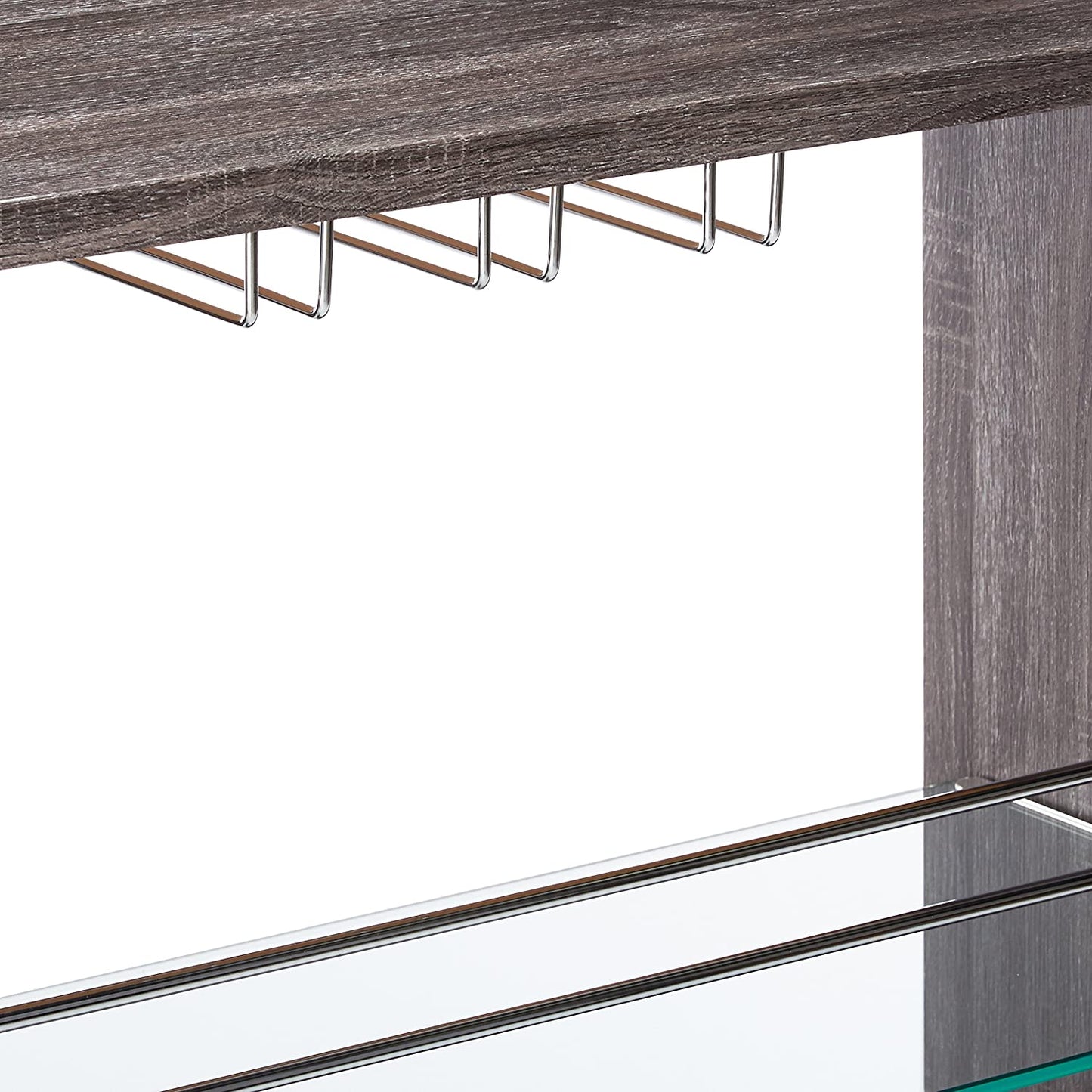 Bar Cabinet: Rectangular Bar Unit with 2 Shelves and Wine Holder