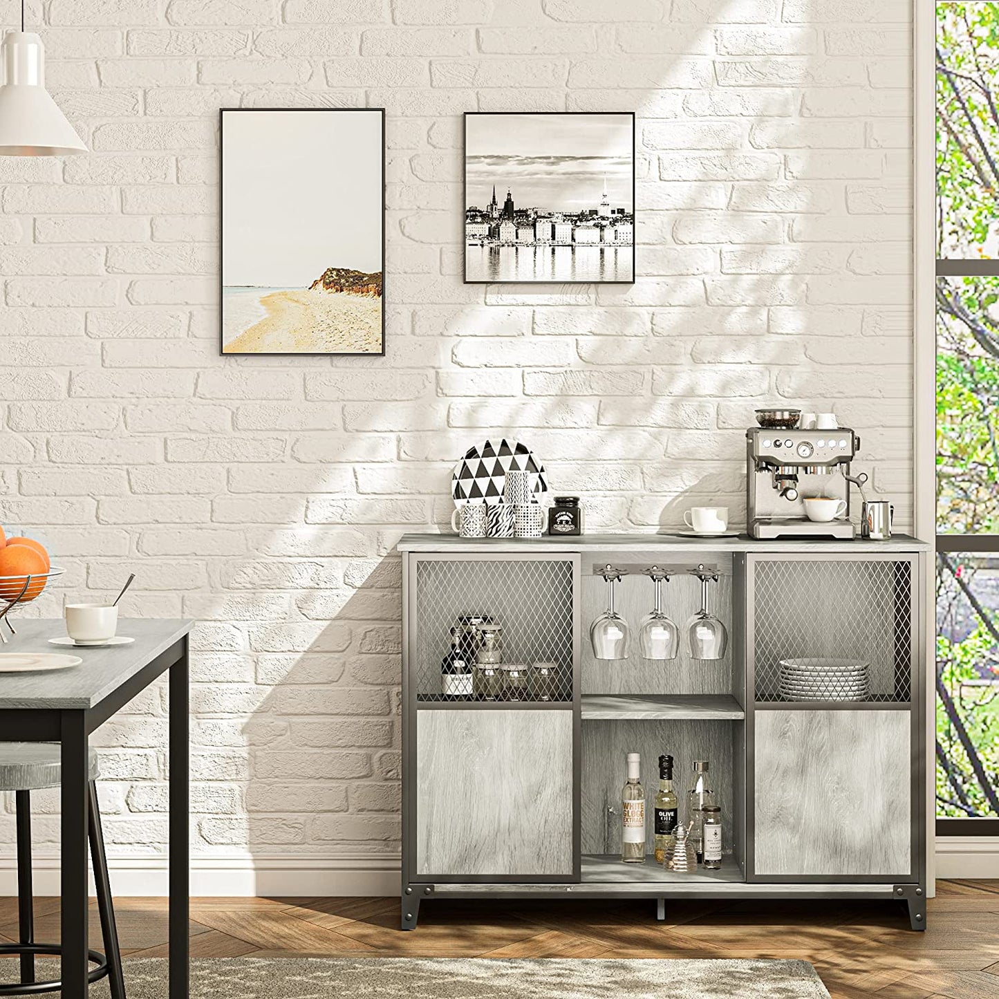 Bar Cabinet: Sliding Mesh Door Barn Liquor Cabinet