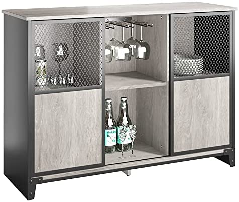 Bar Cabinet: Sliding Mesh Door Barn Liquor Cabinet