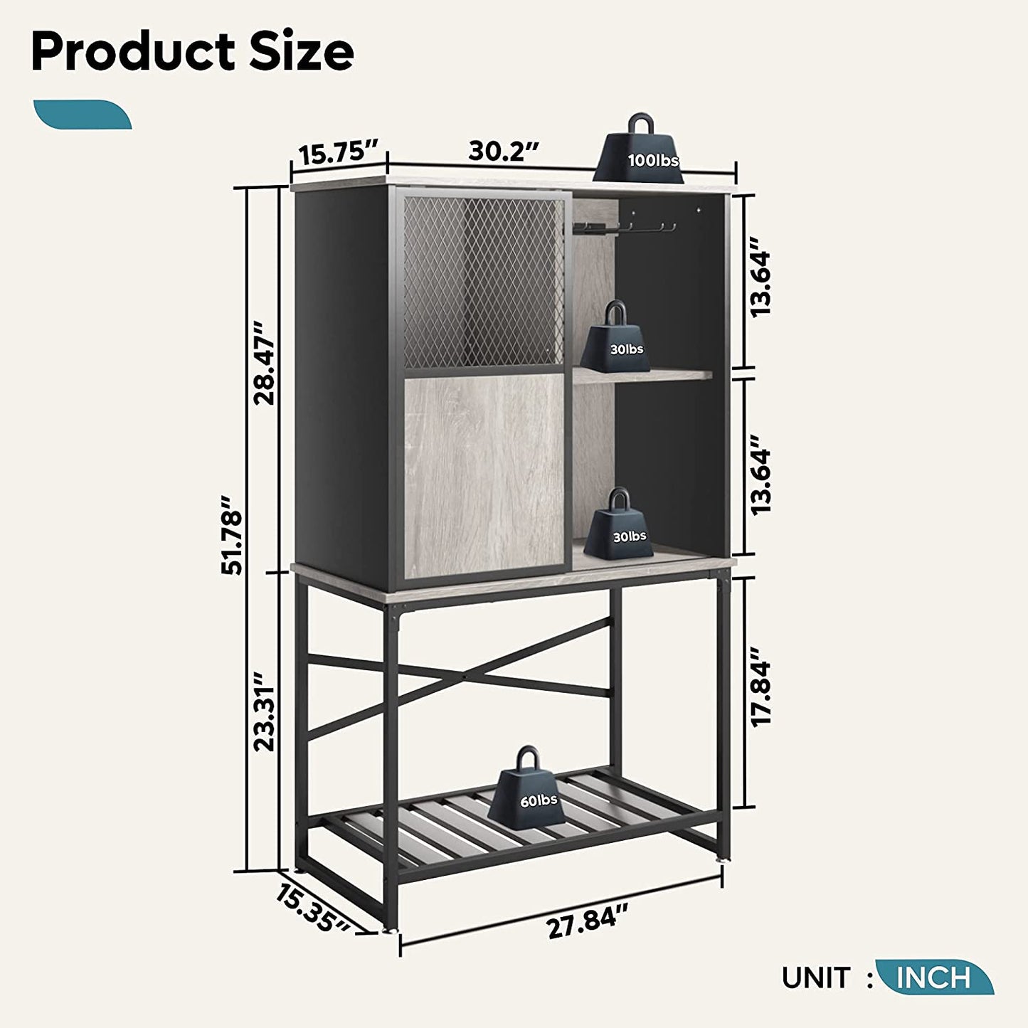 Bar Cabinet: Storage Cabinet with Sliding Door and Open Shelf