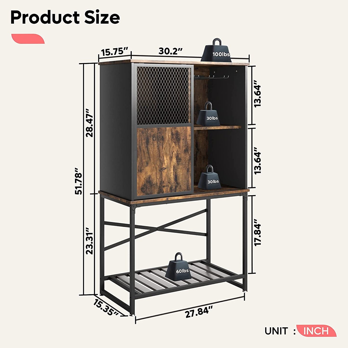 Bar Cabinet: Storage Cabinet with Sliding Door and Open Shelf