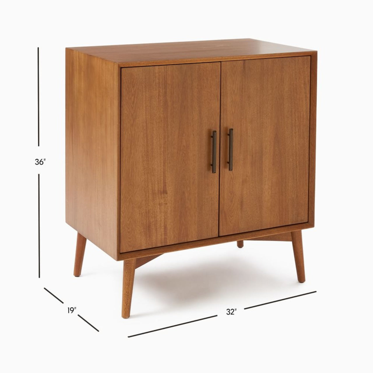 Bar Cabinet: Transitional MDF Veneer Walnut Finish Bar Cabinet