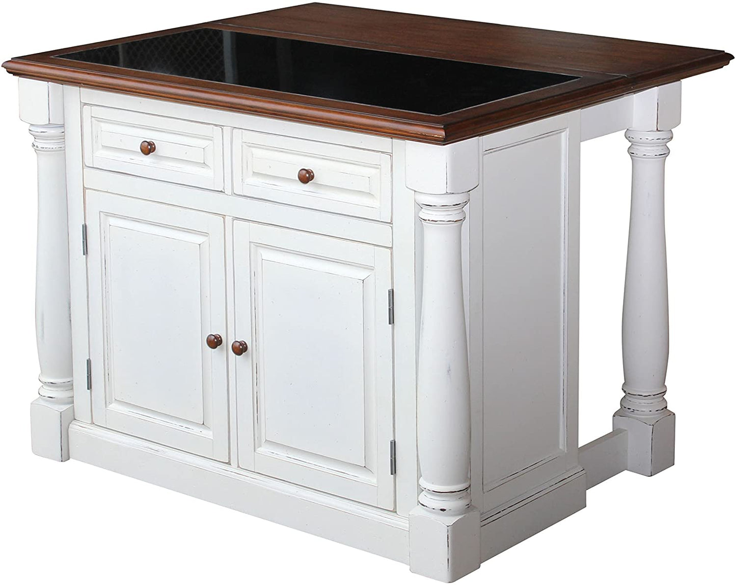 Bar Cabinet: White with Granite Top, Breakfast Bar, Two Drawers, and Four Adjustable Shelves