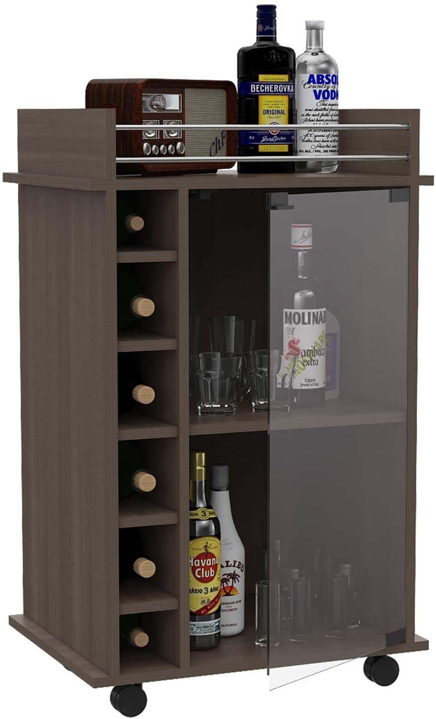 Bar Cabinet: Wine and Liquor Bar Storage Display Cabinet Cart