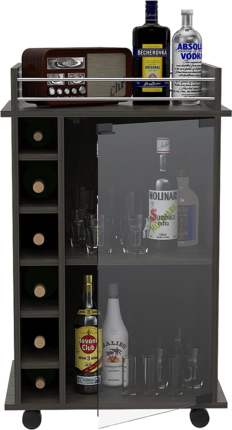 Bar Cabinet: Wine and Liquor Bar Storage Display Cabinet Cart
