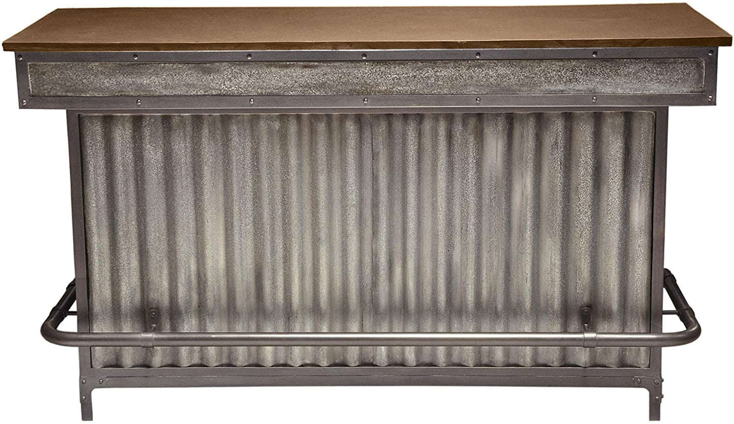 Bar Cabinet: Wood and Metal Home Bar, Silver
