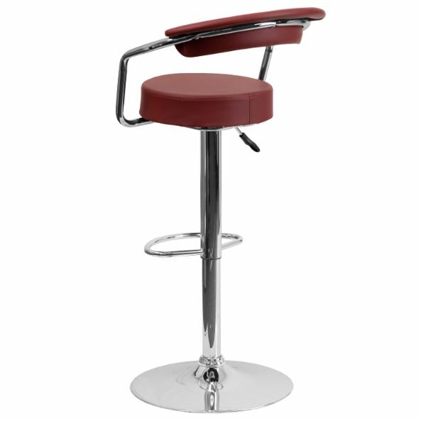 Bar Chairs: Adjustable Vinyl Bar Stool with Chrome Arms & Base