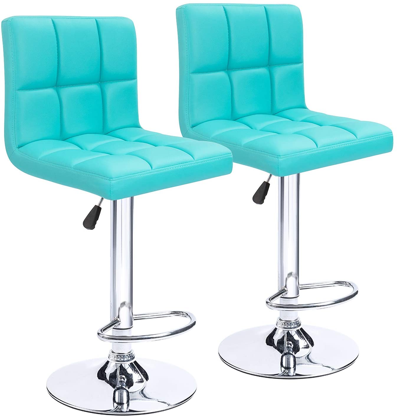 Bar Stool: Armless Hydraulic Kitchen Counter Back Set of 2(Black)