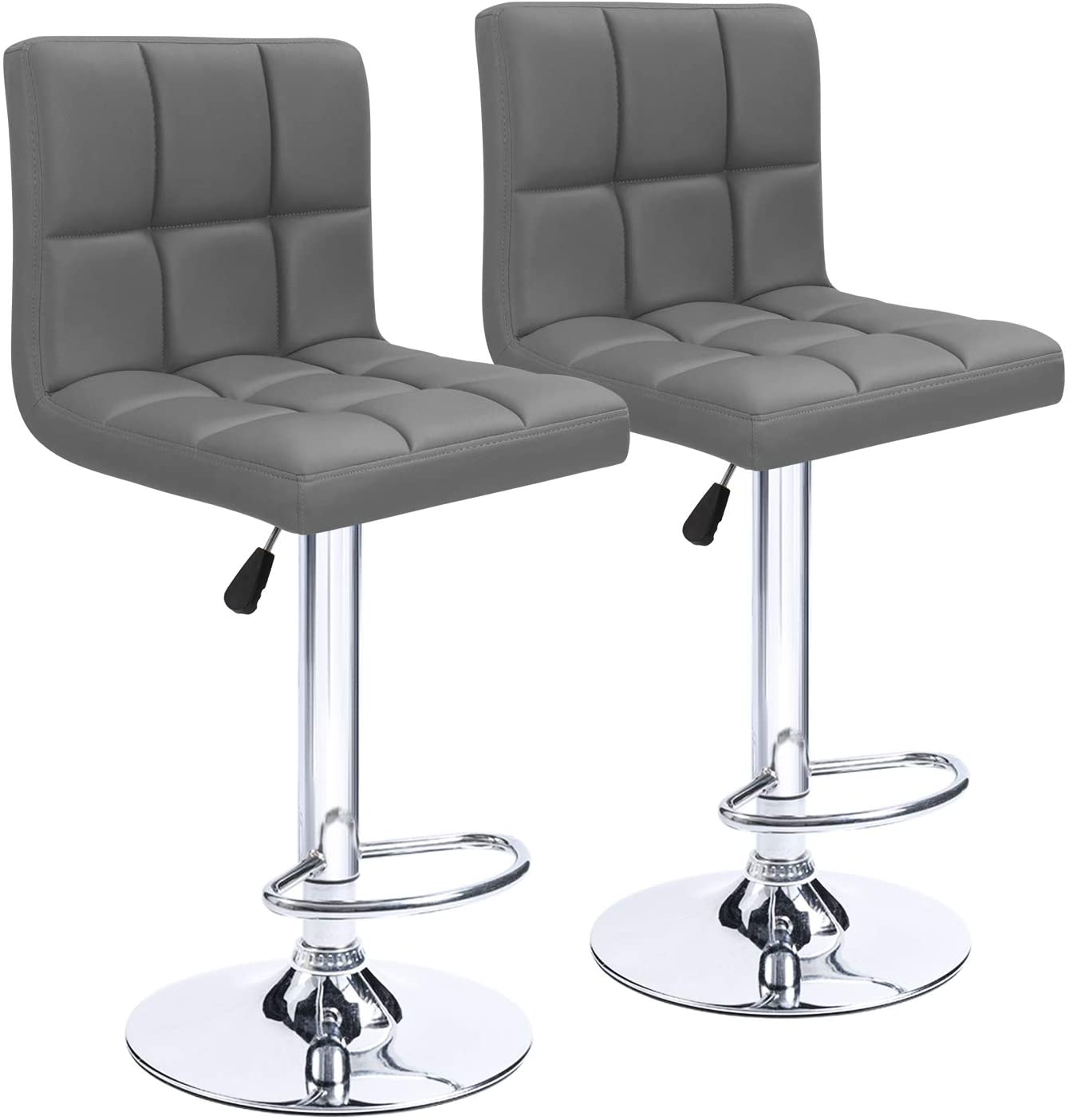 Bar Stool: Armless Hydraulic Kitchen Counter Back Set of 2(Black)