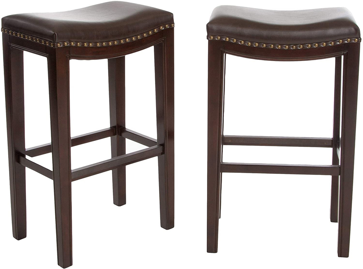 Bar Stool Backless Bar Stools, 2-Pcs Set, Brown