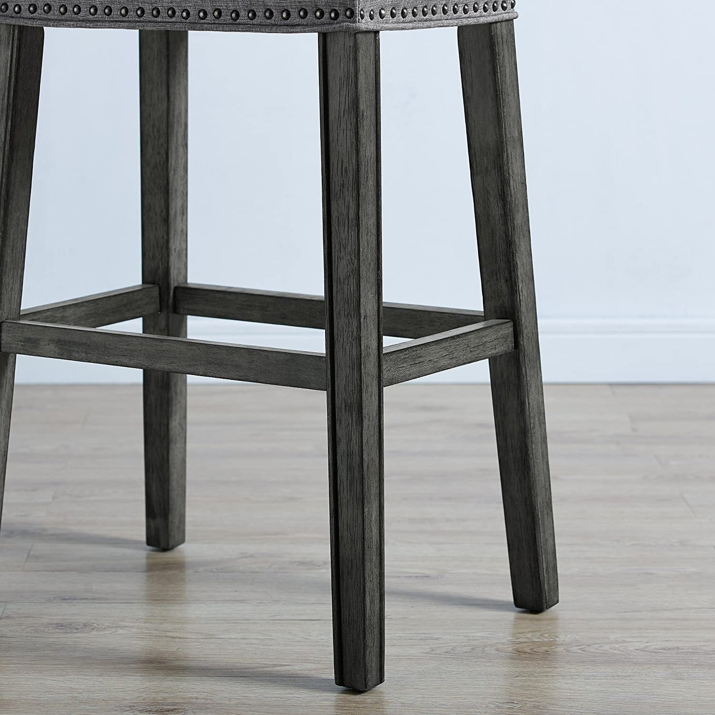 Bar Stool Backless Saddle Seat Bar Stools 29 Height Set of 2, Grey
