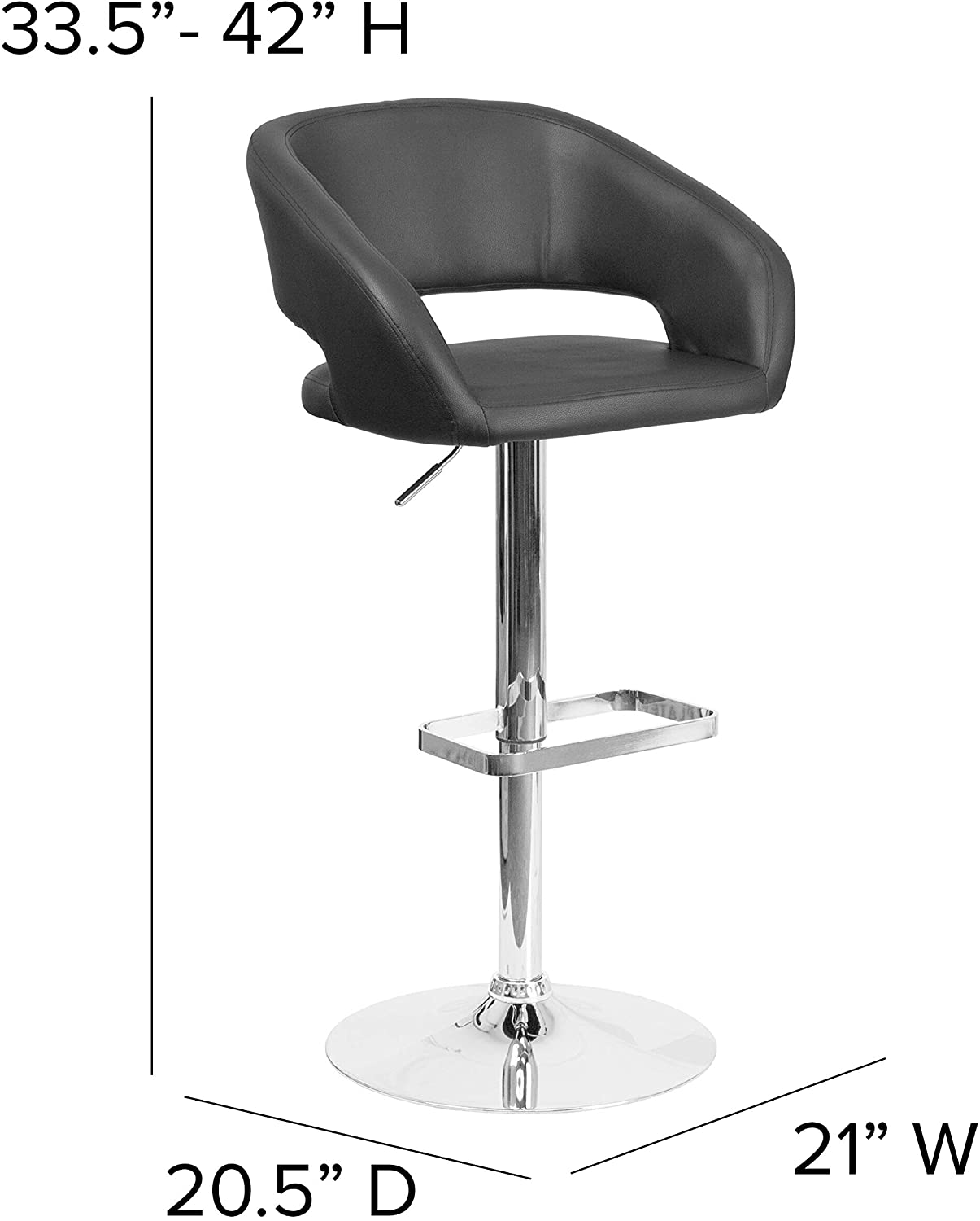Bar Stool: Height Barstool with Rounded Mid-Back and Chrome Base