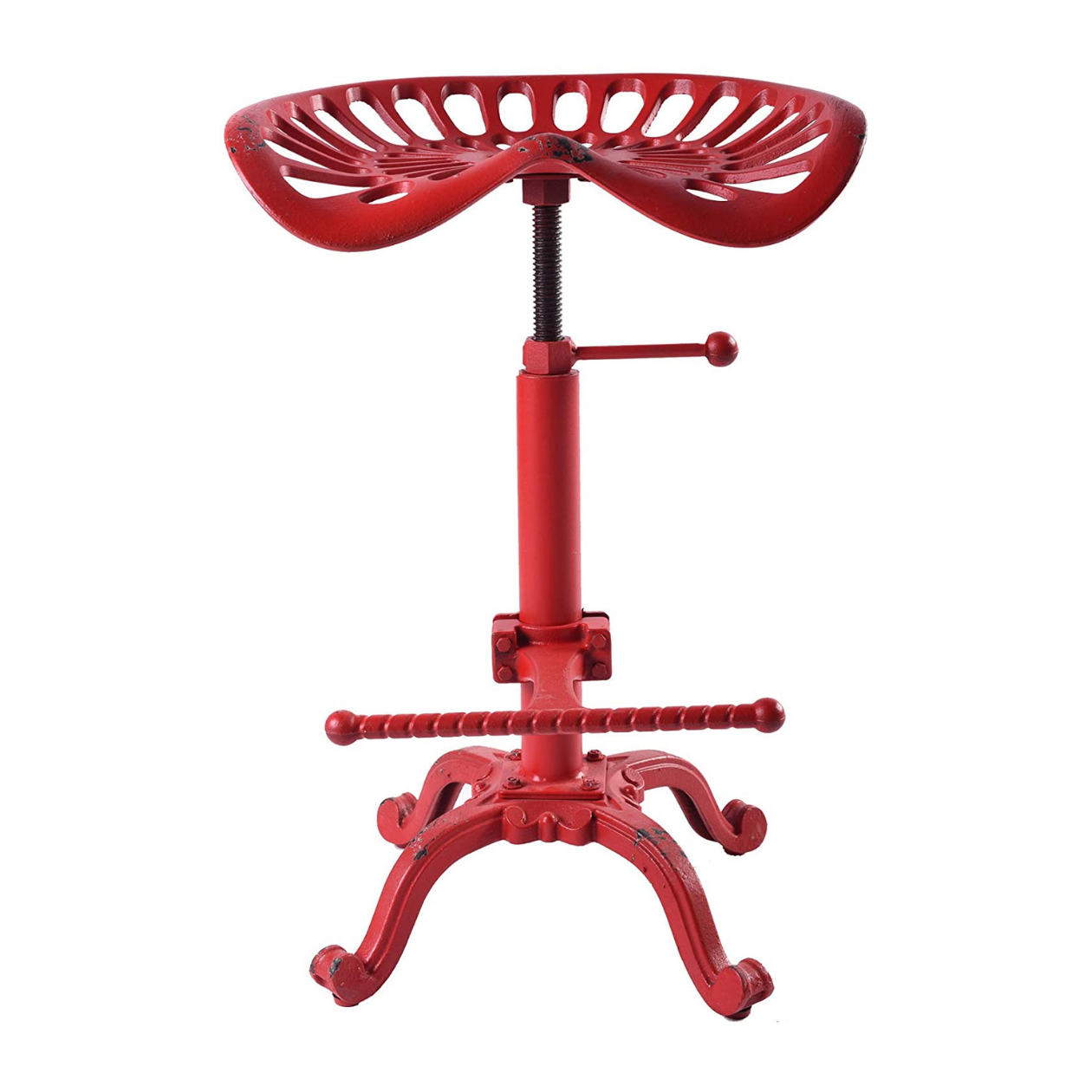 Bar Stool Industrial bar Chair (Aged Red, Cast Iron)
