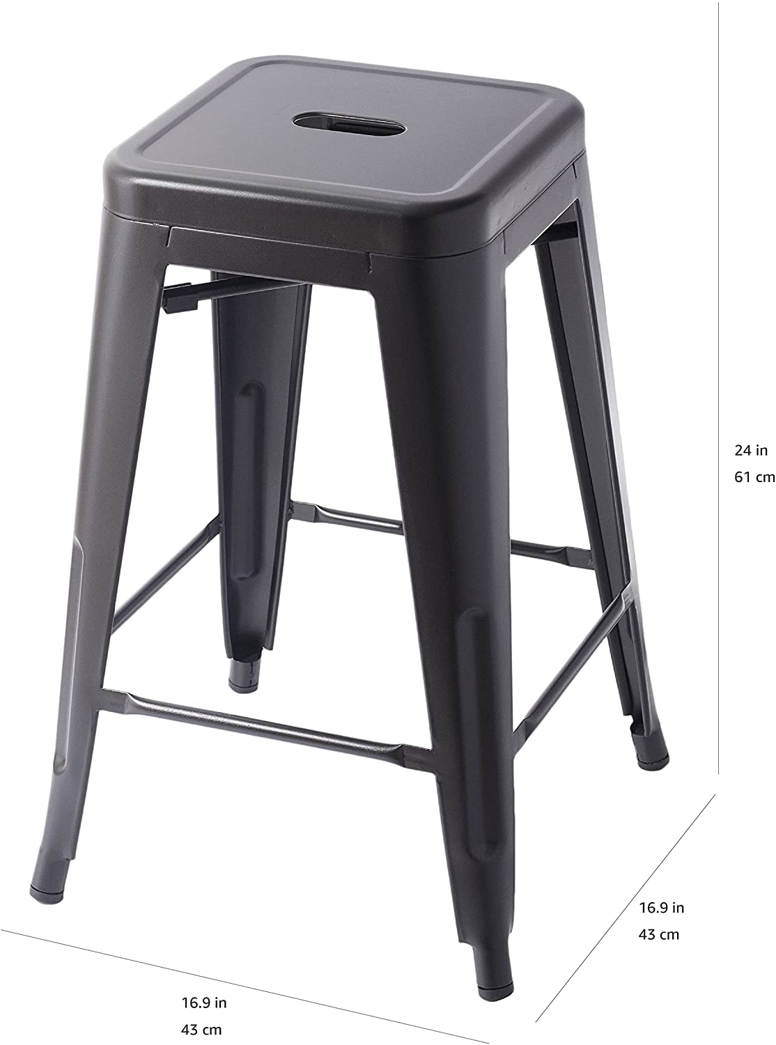 Bar Stool: Metal Bar Stools - 24-Inch, Set of 4, Black