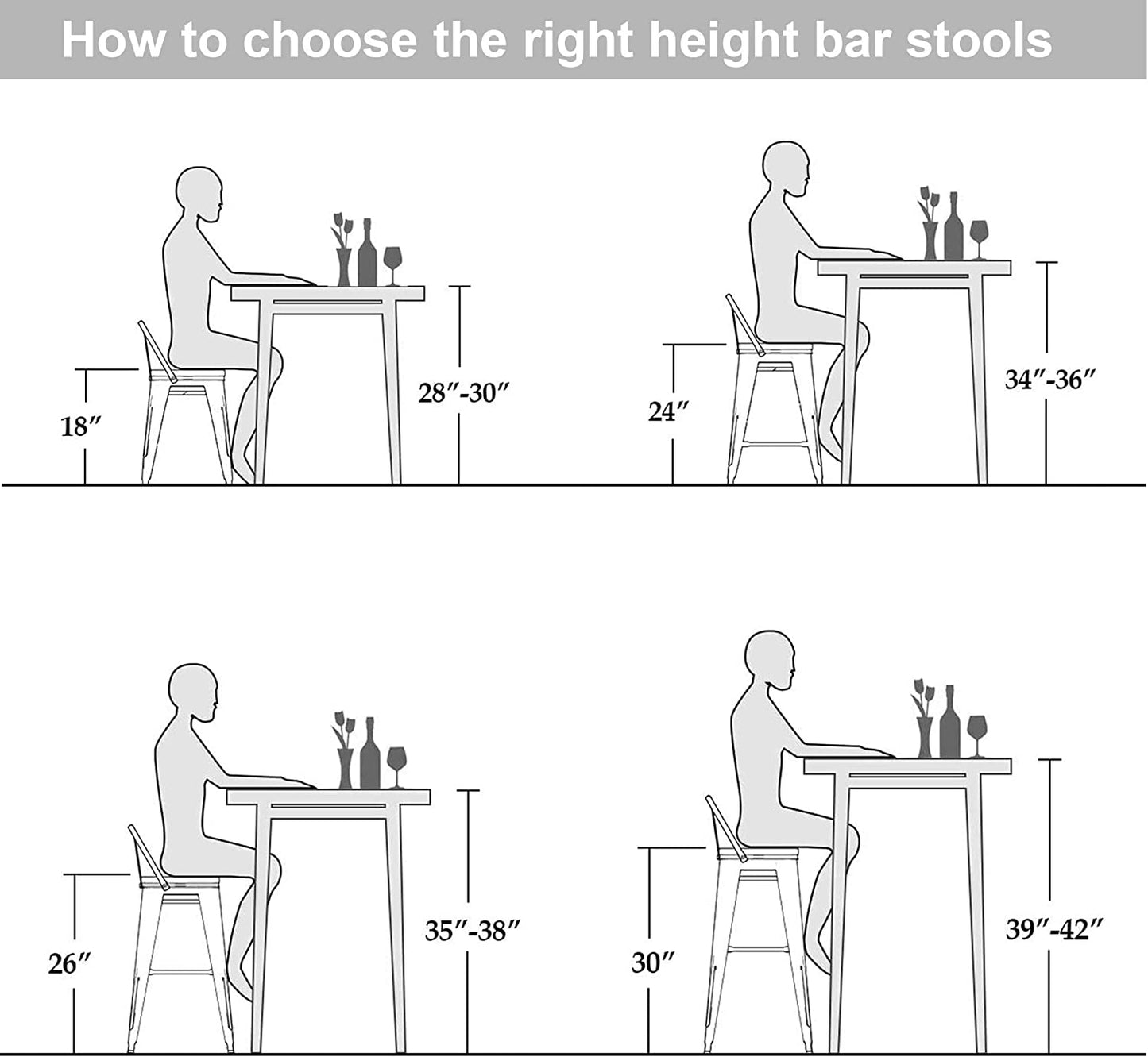 Bar Stool Modern Barstools Industrial Bar Stools Set of 4