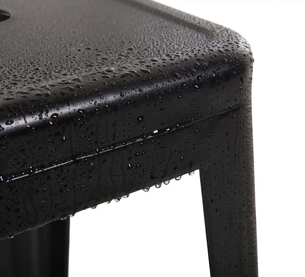 Bar Stool Outdoor Stackable Bar Stools with Square Seat, 30 Inches, Black