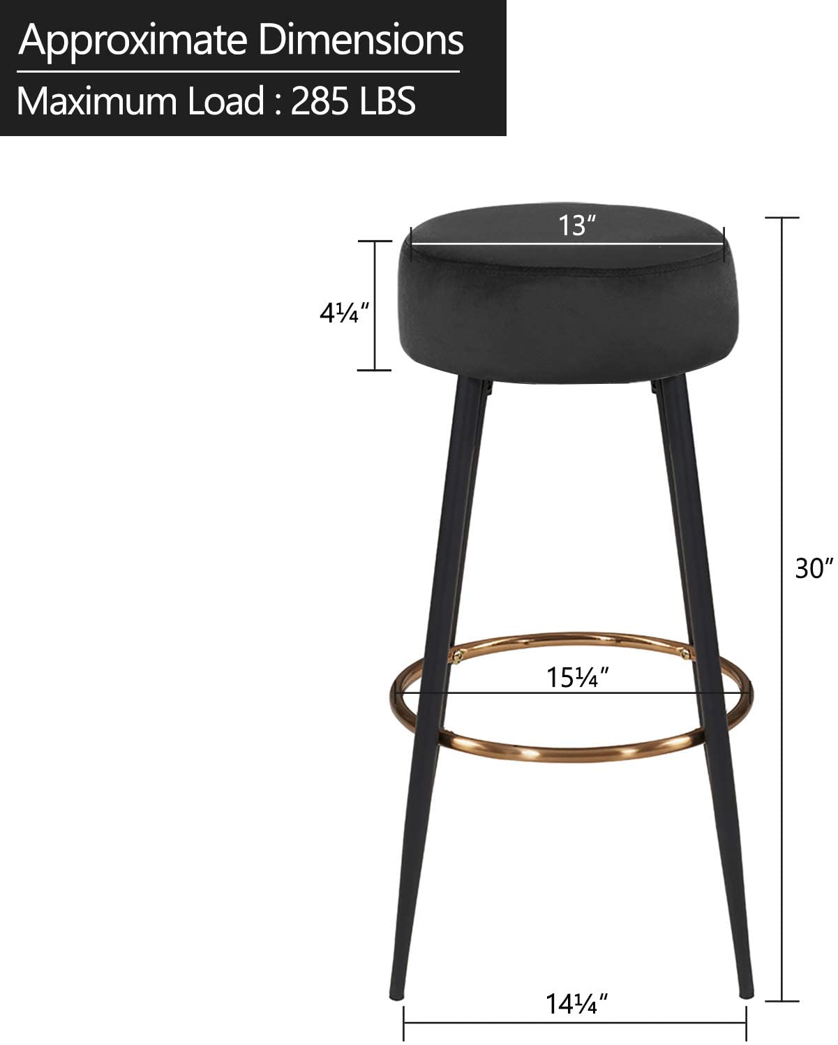 Bar Stool: Round Dining Chair Height for Coffee Shop, Bar, Home Balcony(2pcs, Atrovirens)