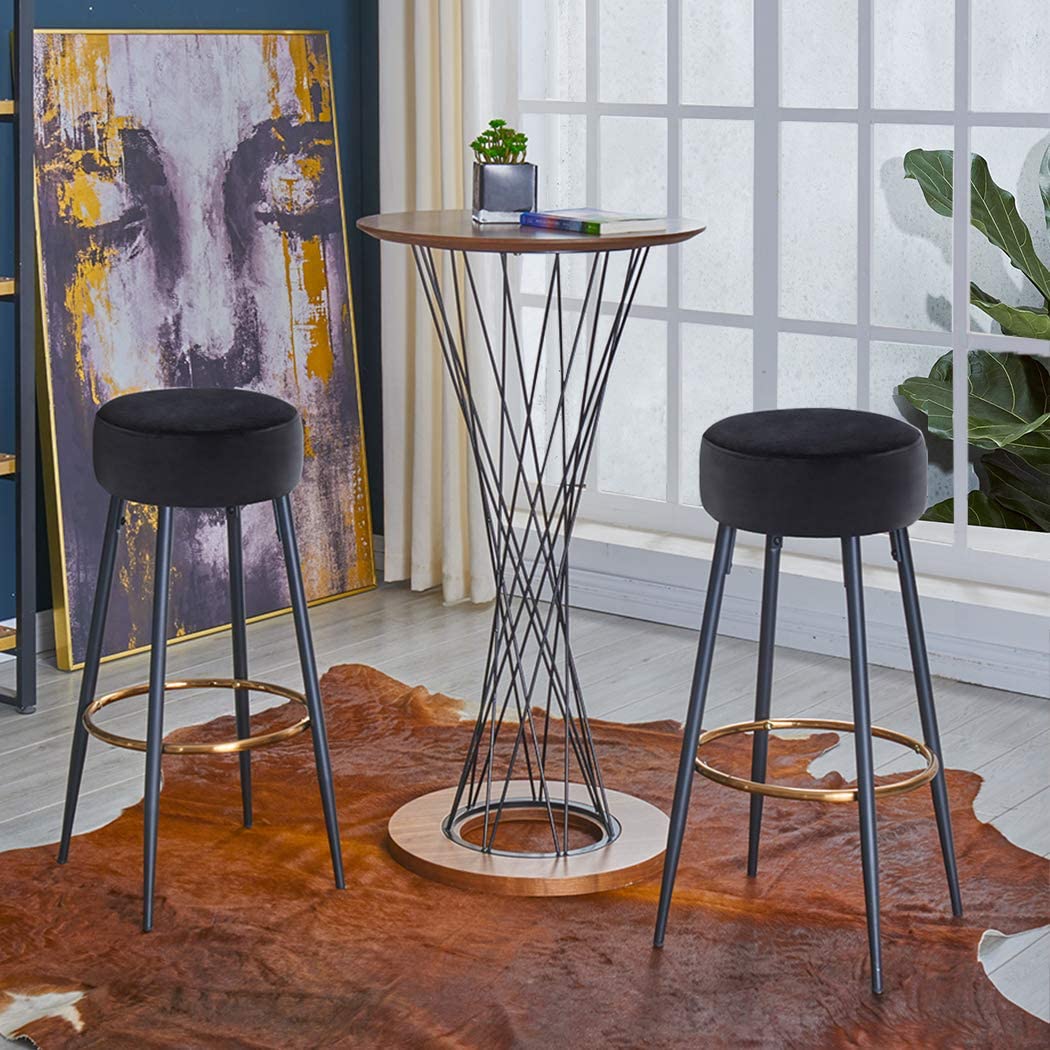 Bar Stool: Round Dining Chair Height for Coffee Shop, Bar, Home Balcony(2pcs, Atrovirens)