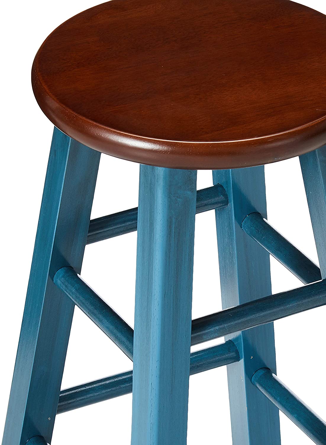 Bar Stool: Rustic Teal/Walnut