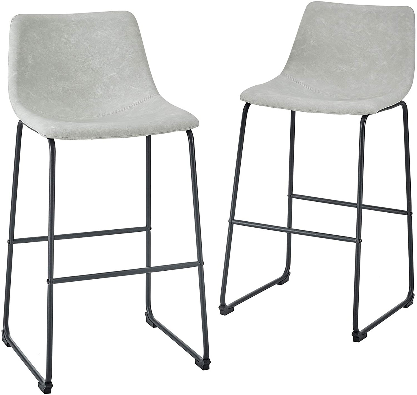 Bar Stool: Urban Industrial Faux Leatherette Armless Bar Chairs, Set of 2
