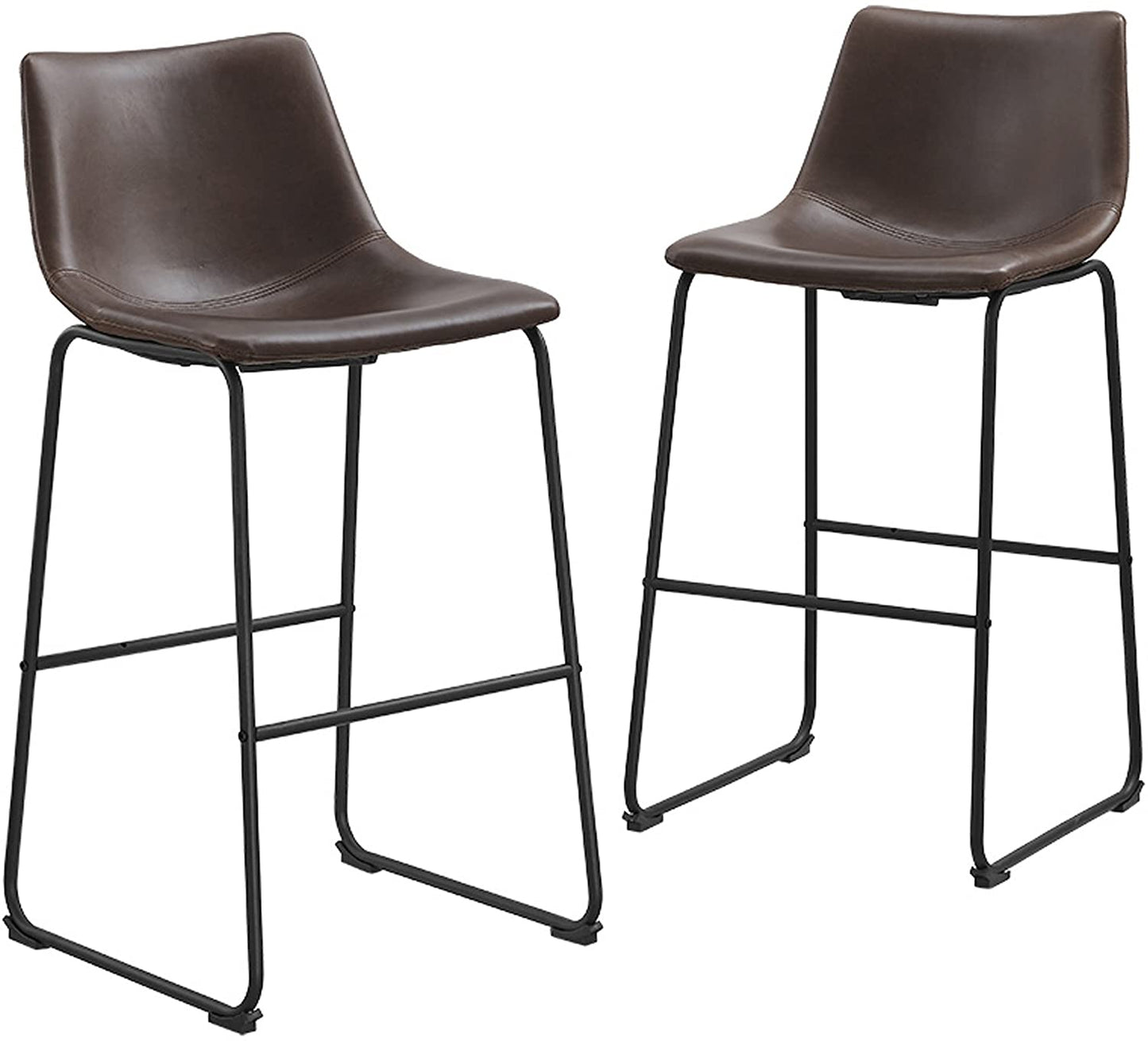 Bar Stool: Urban Industrial Faux Leatherette Armless Bar Chairs, Set of 2