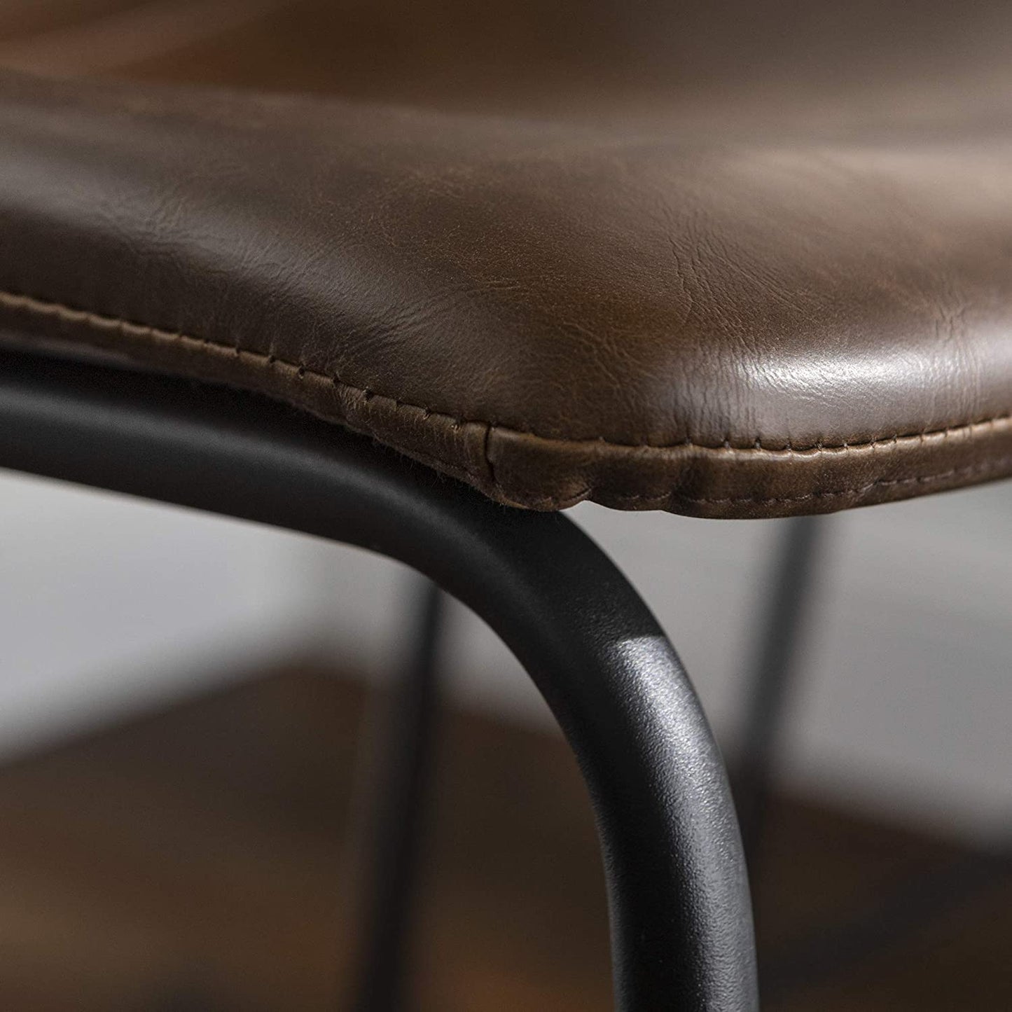 Bar Stool: Urban Industrial Faux Leatherette Armless Bar Chairs, Set of 2