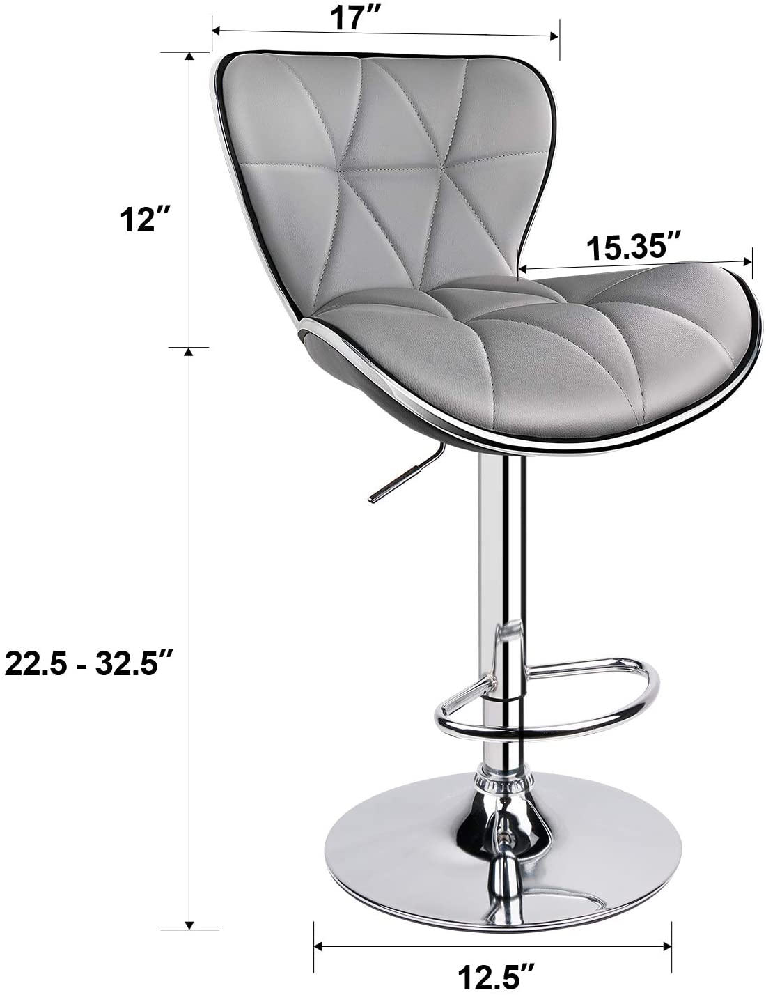 Bar Stools: PU Leatherette Padded with Back, Set of 2 ( Black )