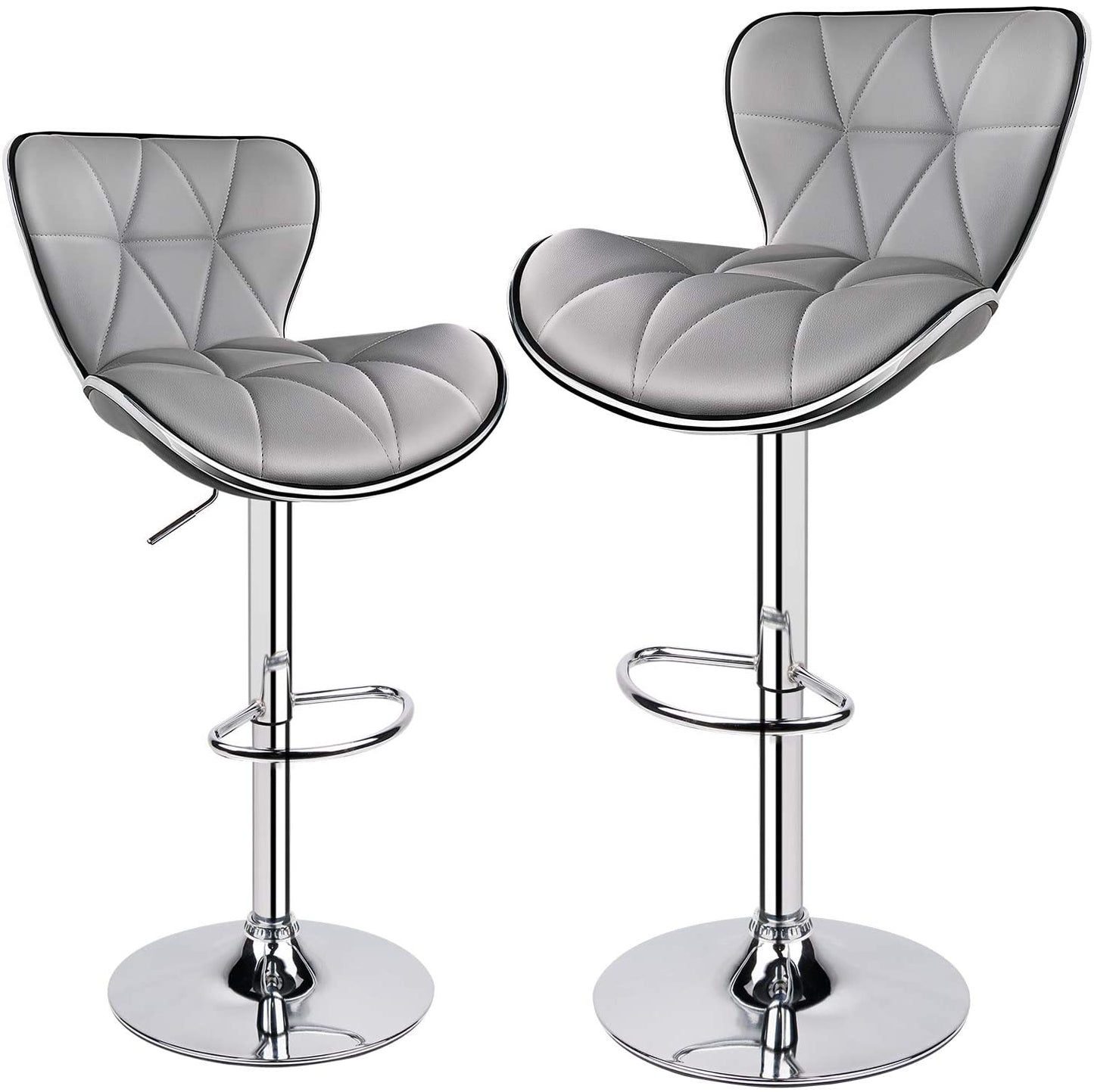 Bar Stools: PU Leatherette Padded with Back, Set of 2 ( Black )
