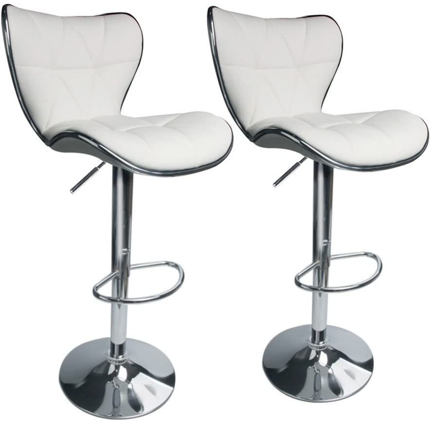 Bar Stools: PU Leatherette Padded with Back, Set of 2 ( Black )