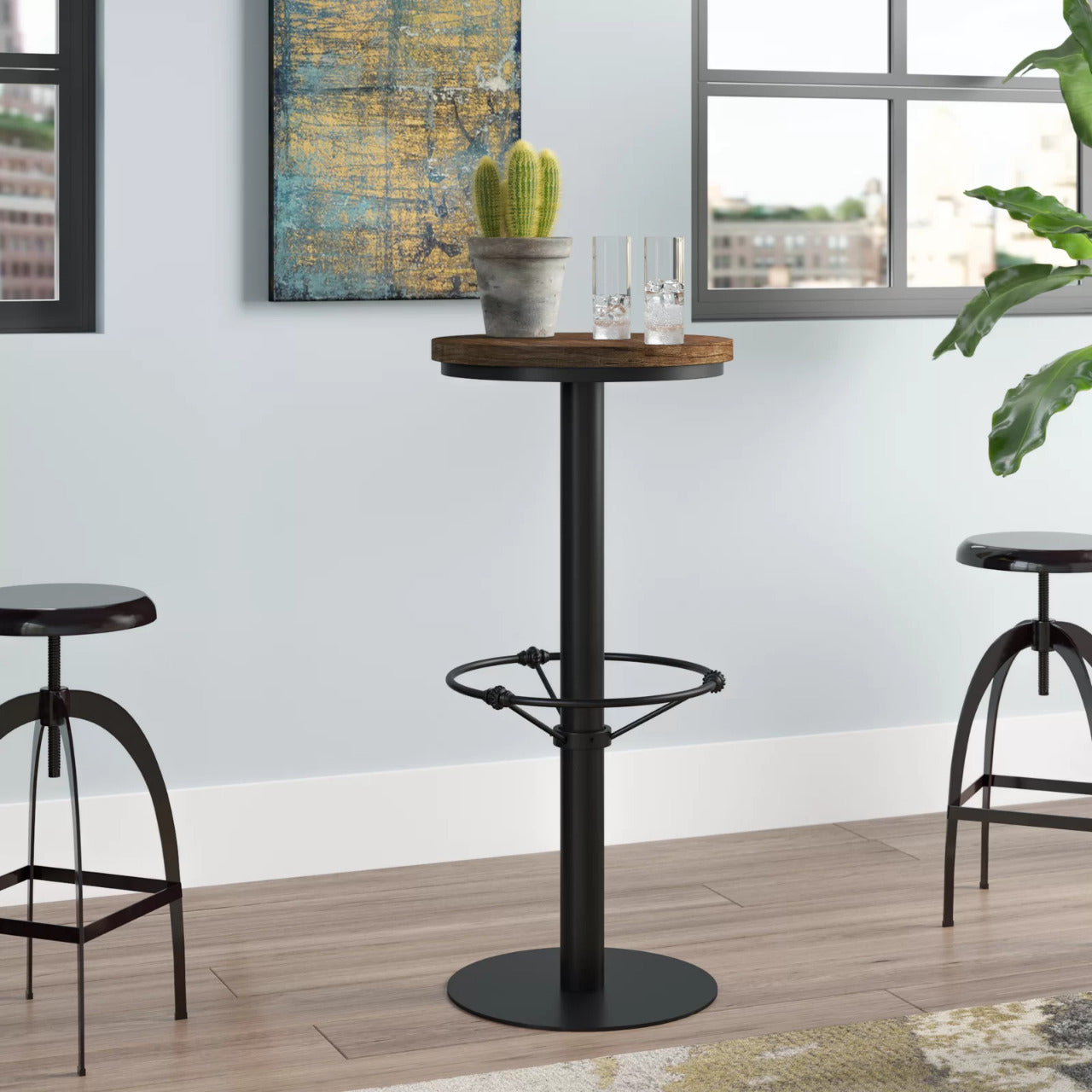 Bar Table: Bar Height 19.7'' Pedestal Pub Table