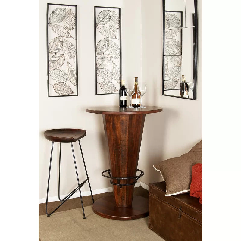 Bar Table: Counter Height 28'' Solid Wood Pedestal Pub Table