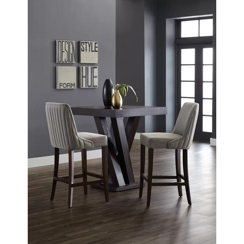 Bar Table: Counter Height 35.5'' Solid Wood Pedestal Pub Table