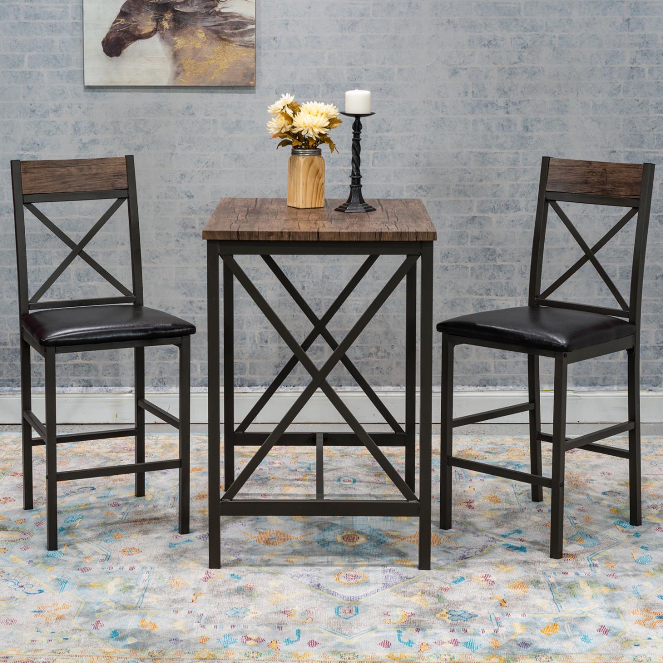Bar Table Set: 3 Piece Counter Height Pub Set
