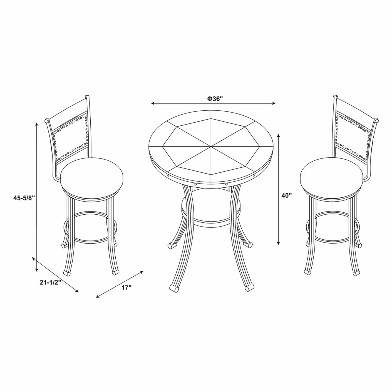 Bar Table Set: 3 Piece Pub Table Set