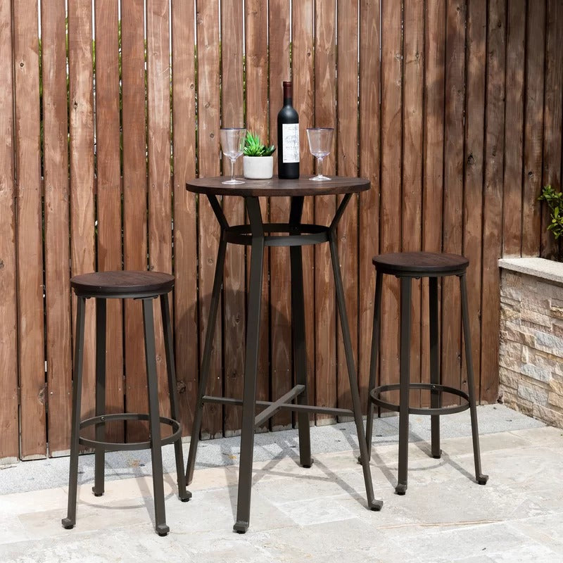 Bar Table Set: Bar Height 23.62'' Iron Pub Set