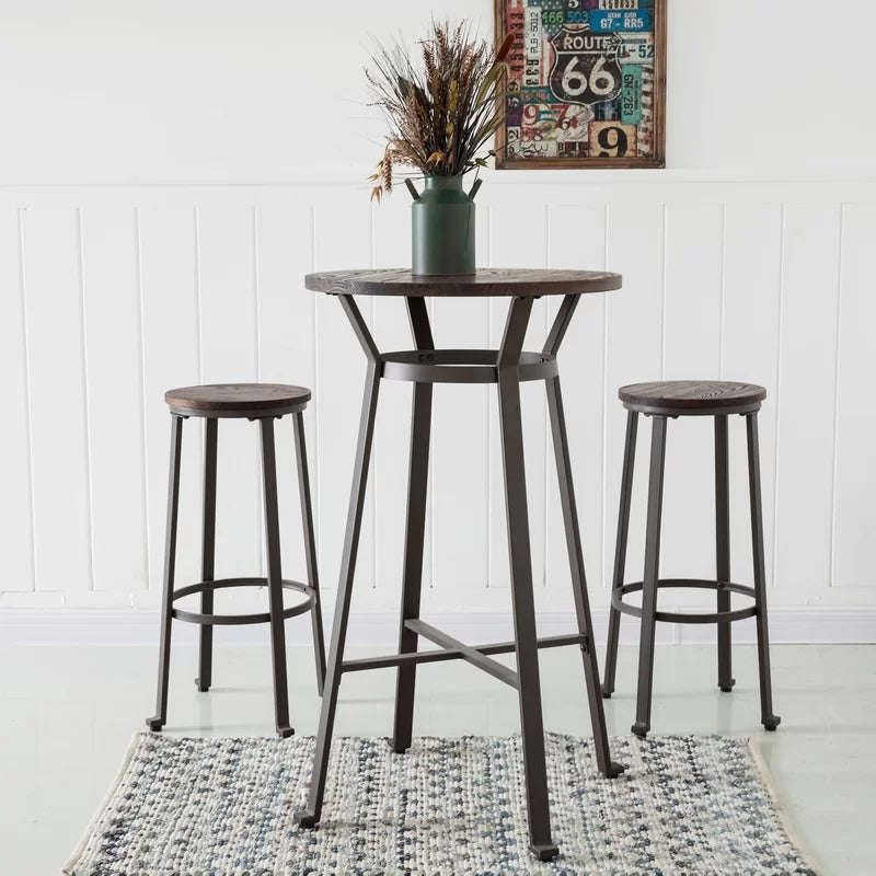 Bar Table Set: Bar Height 23.62'' Iron Pub Set