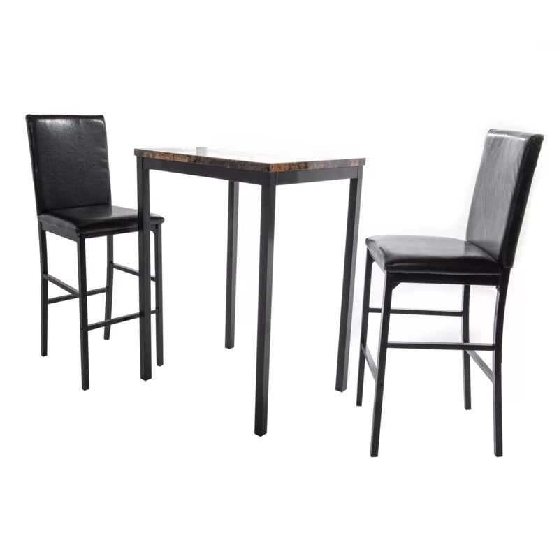 Bar Table Set: Bar Height Table with Two Chairs Pub Set