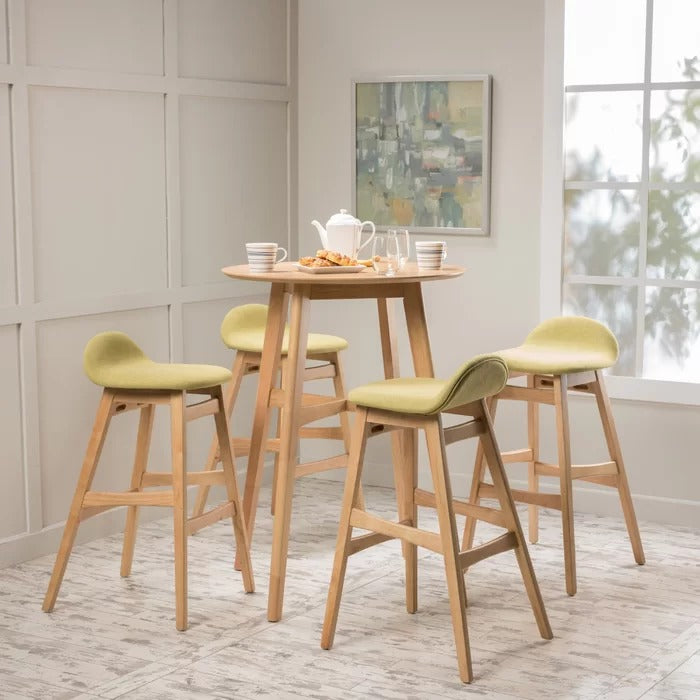Bar Table Set: Round Natural Oak Bar Set