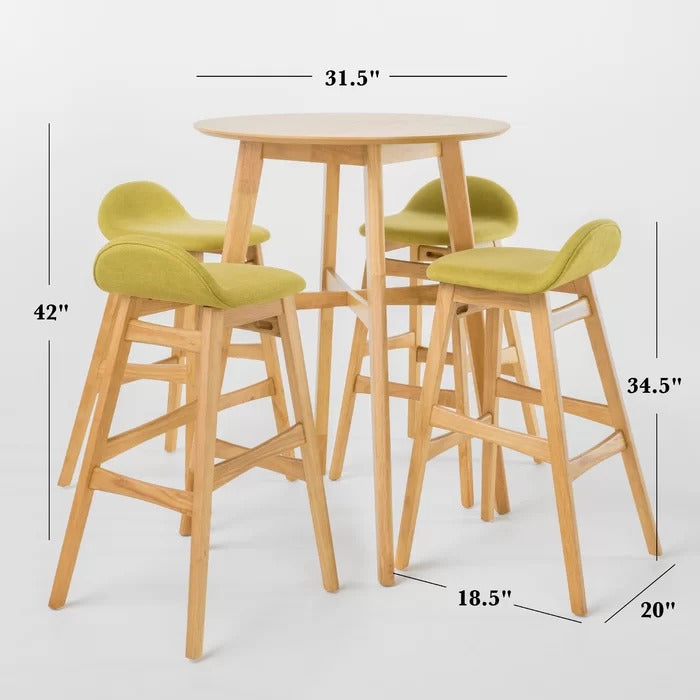 Bar Table Set: Round Natural Oak Bar Set