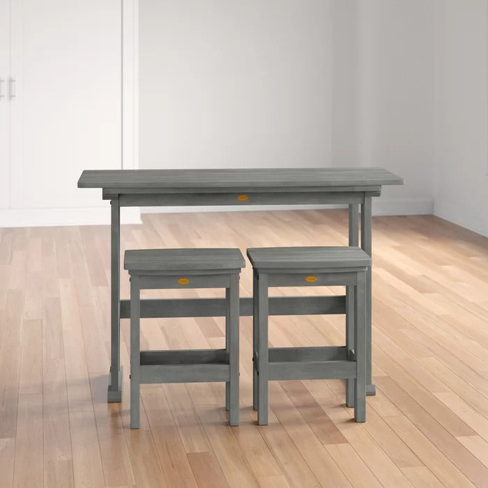 Bar Table Set: Wooden 3 Piece Bar Table Set