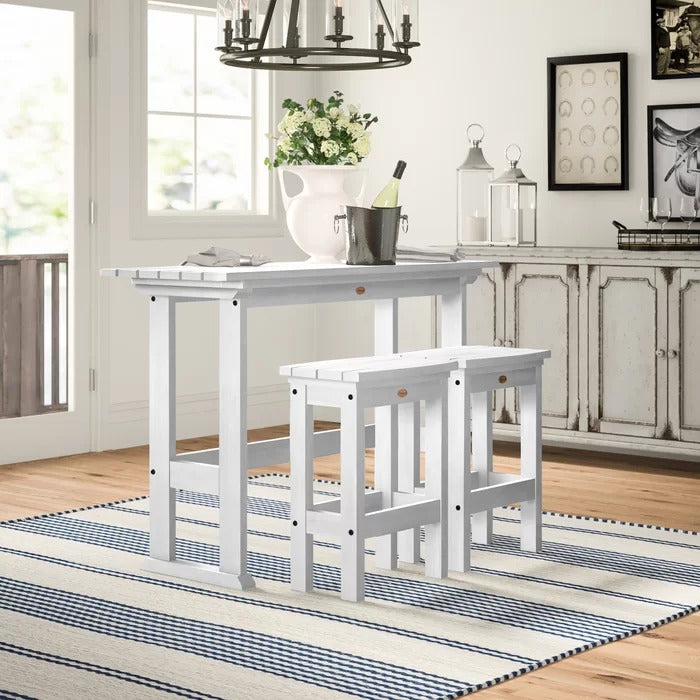 Bar Table Set: Wooden 3 Piece Bar Table Set