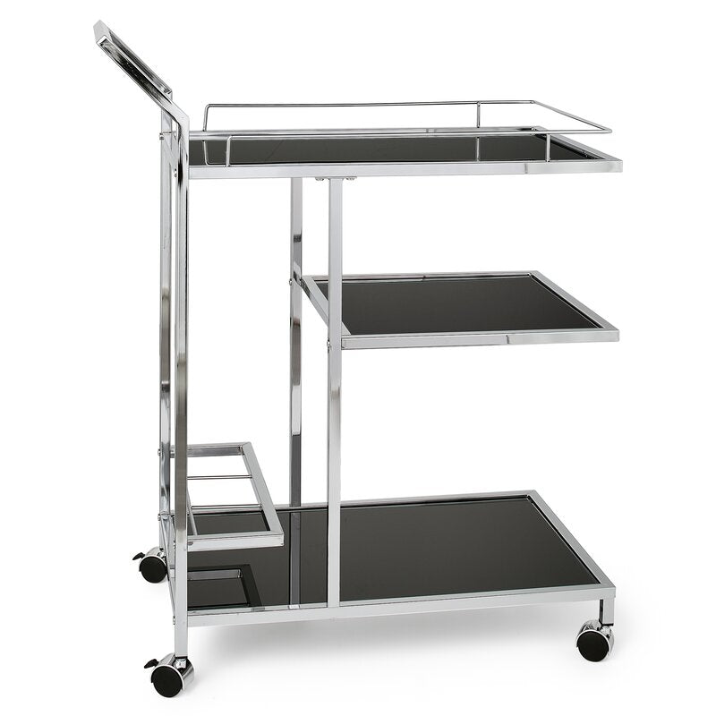 Bar Trolley: 3 Tier Shelf Chrome Bar Trolley