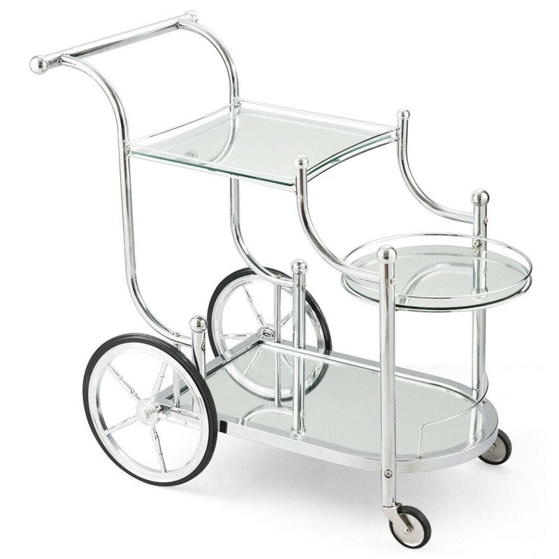 Bar Trolley: 4 Wheels Silver Bar Trolley