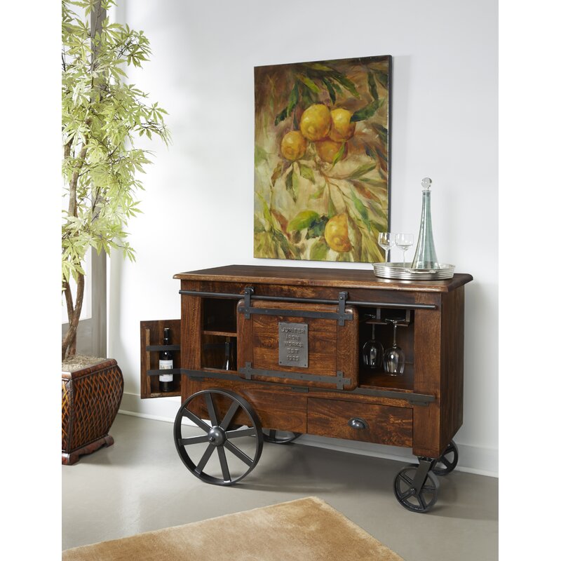 Bar Trolley : 4 Wheels Wooden Bar Trolley