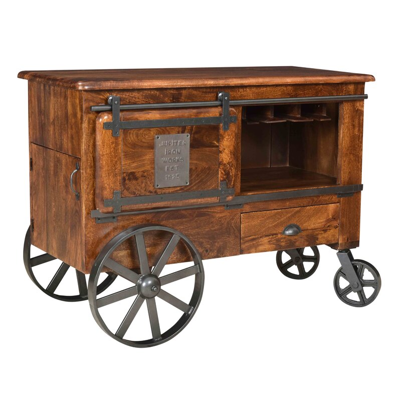 Bar Trolley : 4 Wheels Wooden Bar Trolley