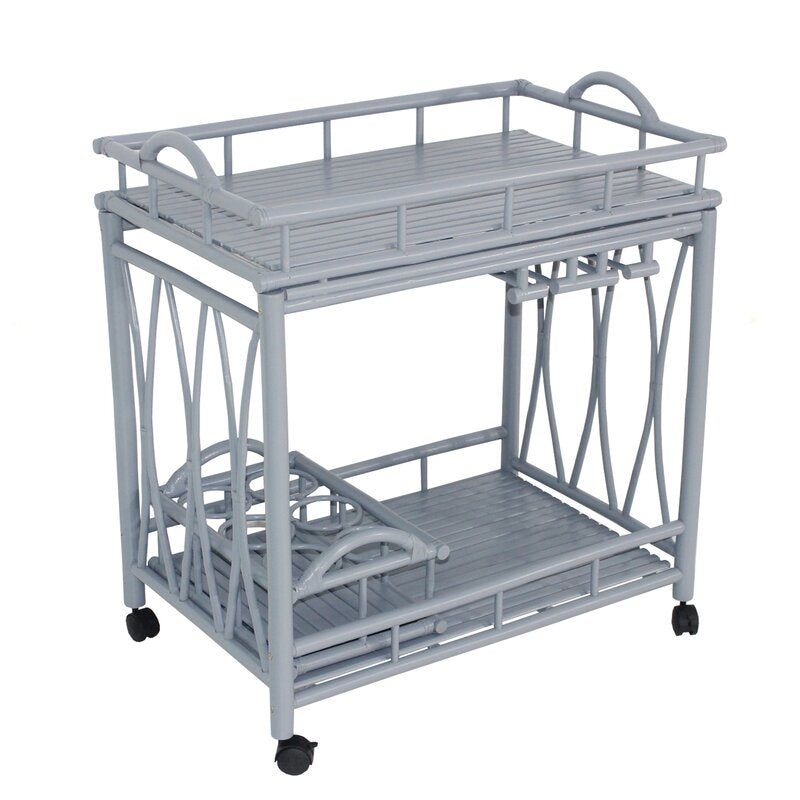 Bar Trolley : Bamboo Rolling Wine Buffet Serving Bar Trolley