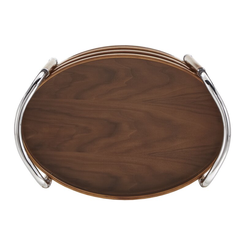 Bar Trolley : Oval Wooden Bar Trolley