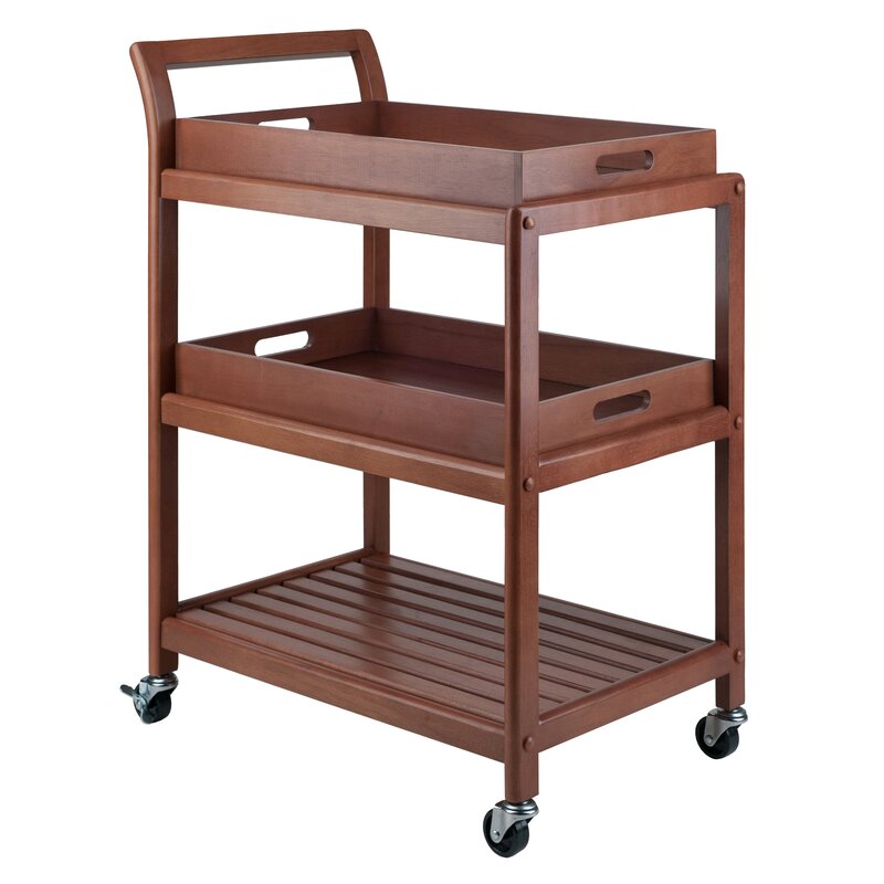 Bar Trolley : Rectangular Solid Wood Bar Trolley