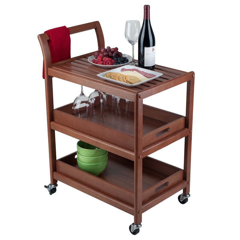 Bar Trolley : Rectangular Solid Wood Bar Trolley